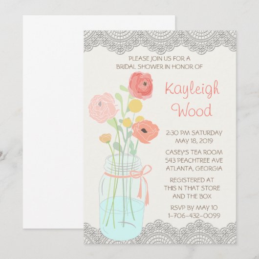 Rustic Posh in koraal Kaart (Voorkant / Achterkant)