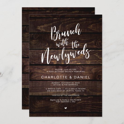 Rustic Post bruiloft, Brunch met de nieuwpootjes Kaart (Voorkant / Achterkant)