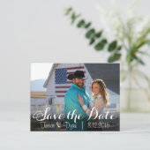 Rustic Post Kaart Save the Date (Staand voorkant)