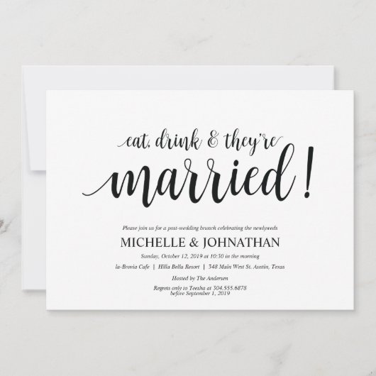 Rustic Post Wedding Brunch Uitnodigingskaart Kaart (Voorkant)