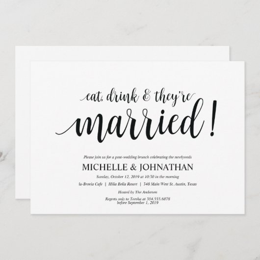 Rustic Post Wedding Brunch Uitnodigingskaart Kaart (Voorkant / Achterkant)