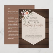 Rustic POTLUCK Sjabloon voor uitnodiging huwelijk (Voorkant / Achterkant)