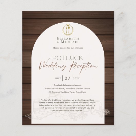 Rustic POTLUCK Sjabloon voor uitnodiging huwelijk (Voorkant)