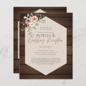Rustic POTLUCK Sjabloon voor uitnodiging huwelijk (Voorkant / Achterkant)