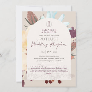 Rustic POTLUCK Wedding Reception Sjabloon Invite F Kaart