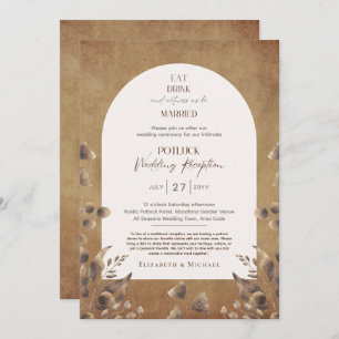 Rustic POTLUCK Wedding Reception Sjabloon Invite F Kaart