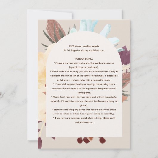 Rustic POTLUCK Wedding Reception Sjabloon Invite F Kaart (Achterkant)