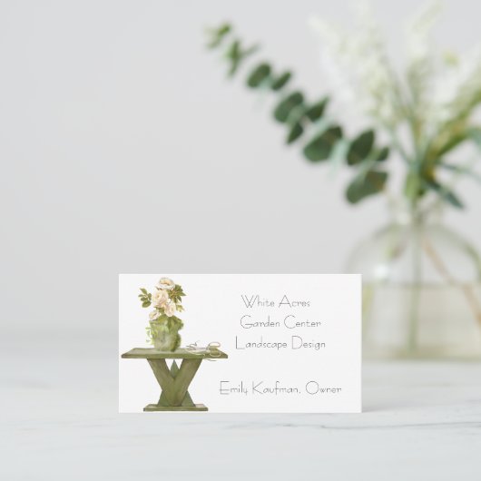 Rustic Potting Bench en Rozen voor tuinders Visitekaartje (Staand voorkant)