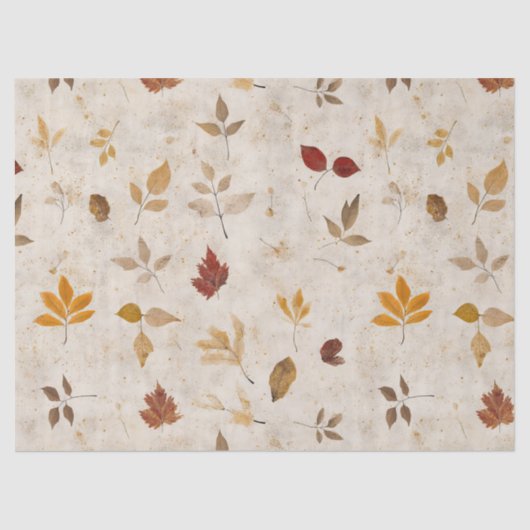 Rustic Pressed Leaves Pattern –Autumn Botanical 10 Tissuepapier (Voorkant)