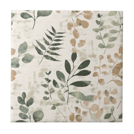 Rustic Pressed Leaves Pattern –Autumn Botanical 15 Tegeltje (Voorkant)