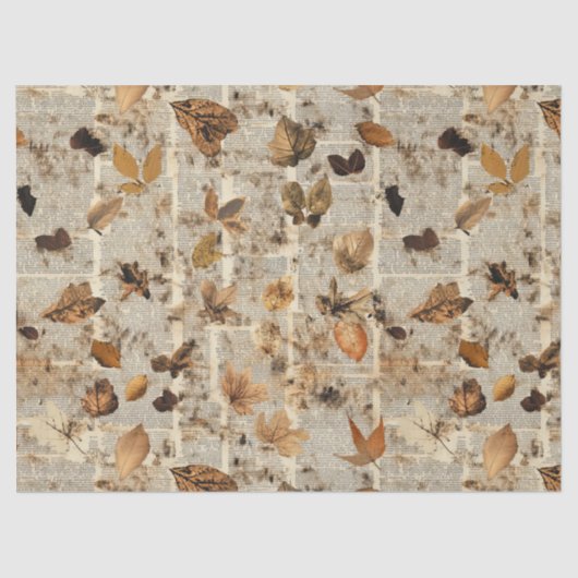 Rustic Pressed Leaves Pattern –Autumn Botanical 16 Tissuepapier (Voorkant)