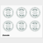 Rustic Prettig Thanksgiving Retouradres Groen  Ronde Sticker (Vel)