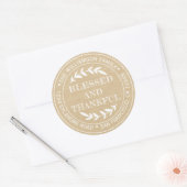 Rustic Prettig Thanksgiving Retouradres Kraft  Ronde Sticker (Envelop)