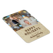 Rustic Prettige feestdagen Bokeh 2 Photo Collage Magneet (Rechterzijde)