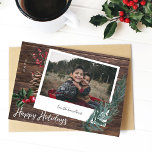 Rustic Prettige feestdagen- Hout & Instant Photo Kaart<br><div class="desc">Verstuur een vrolijk voor de Feestdagen met uw foto en Prettige feestdagen onmiddellijke foto- en feestelijke decoraties.</div>