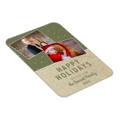 Rustic Prettige feestdagen sneeuw 2 fotocollage Magneet (Rechterzijde)