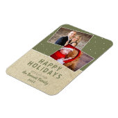 Rustic Prettige feestdagen sneeuw 2 fotocollage Magneet (Linkerzijde)