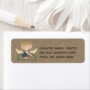 Rustic Primitive Country Angel Return Address Lab Etiket