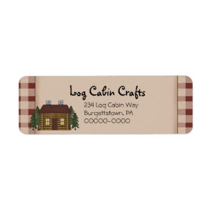 Rustic Primitive Country Log Cabin Return Address Etiket