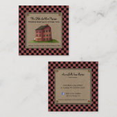 Rustic Primitive Country Saltbox House Vierkante Visitekaartje (Voorkant / Achterkant)