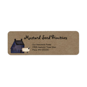 Rustic Primitive Country Saltbox Return Address Etiket