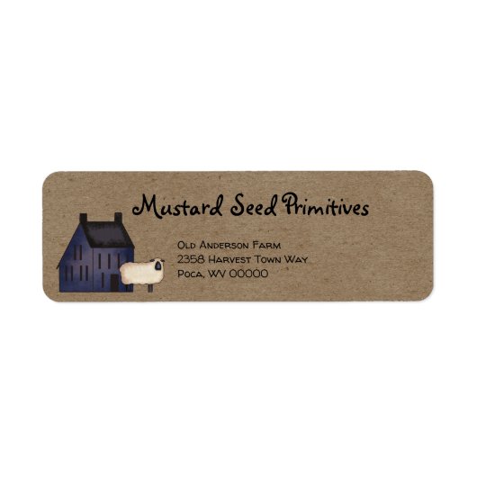 Rustic Primitive Country Saltbox Return Address Etiket (Voorkant)