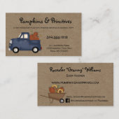 Rustic Primitive Harvest Truck met Pumpkins Kraft Visitekaartje (Voorkant / Achterkant)