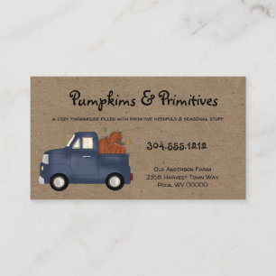 Rustic Primitive Harvest Truck met Pumpkins Kraft Visitekaartje