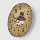 Rustic Primitive Snowman Personalized Grote Klok (Hoek)