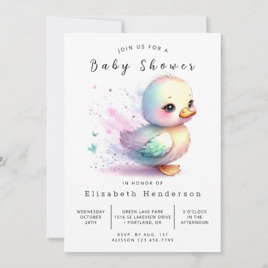 Rustic Printable Duck Baby shower Kaart (Voorkant)