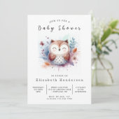 Rustic Printable Owl Baby shower Kaart (Staand voorkant)