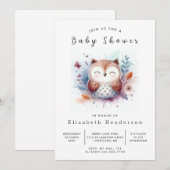 Rustic Printable Owl Baby shower Kaart (Voorkant / Achterkant)