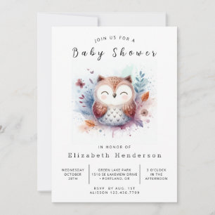 Rustic Printable Owl Baby shower Kaart