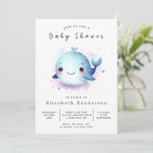 Rustic Printable Whale Baby shower Kaart (Staand voorkant)