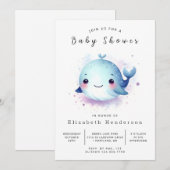 Rustic Printable Whale Baby shower Kaart (Voorkant / Achterkant)