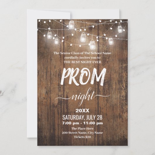 Rustic Prom Uitnodiging (Voorkant)