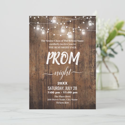 Rustic Prom Uitnodiging (Staand voorkant)