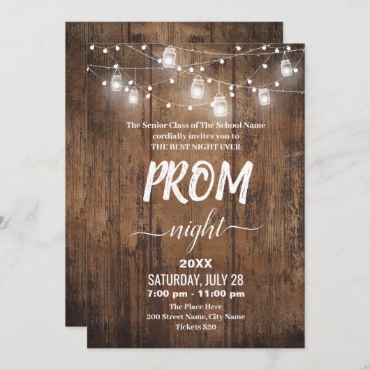 Rustic Prom Uitnodiging (Voorkant / Achterkant)