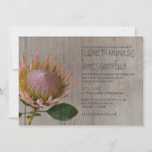Rustic Protea Wedding Invitations Kaart (Voorkant)