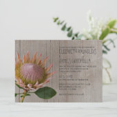 Rustic Protea Wedding Invitations Kaart (Staand voorkant)