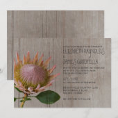 Rustic Protea Wedding Invitations Kaart (Voorkant / Achterkant)