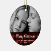 Rustic Pset 2-foto Editable kerstversiering Keramisch Ornament (Rechts)