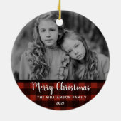 Rustic Pset 2-foto Editable kerstversiering Keramisch Ornament (Achterkant)