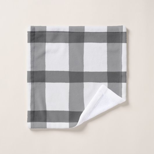 Rustic Pset Buffalo Grijs en Wit controleren Bad Handdoek (Wasdoekje)