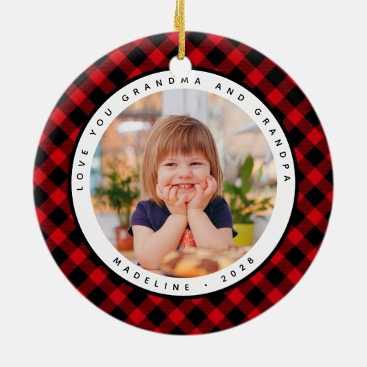 Rustic Pset Country Foto grootouders Ornament (Achterkant)