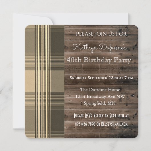 Rustic & Pset Elegance Birthday Party Uitnodiging (Voorkant)