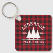 Rustic Pset Familienaam Cabin Square Sleutelhanger (Voorkant)