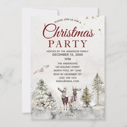 Rustic Pset Forest Deer Owl Kerstfeest Kaart (Voorkant)
