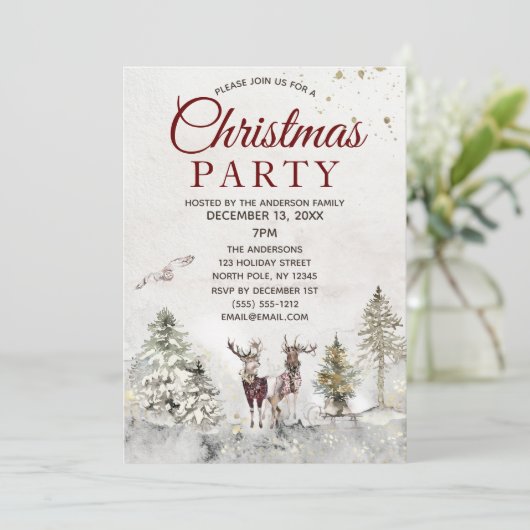 Rustic Pset Forest Deer Owl Kerstfeest Kaart (Staand voorkant)