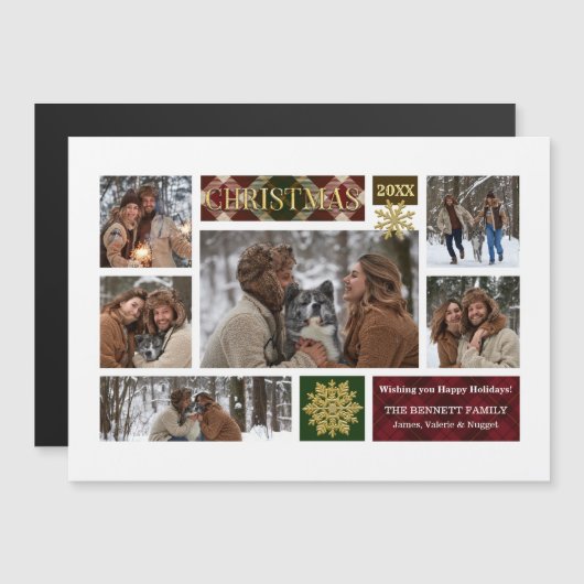 Rustic Pset & Gold Snowflakes Multi-Photo (Voorkant / Achterkant)